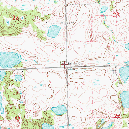 Topographic Map of Solem Church, MN