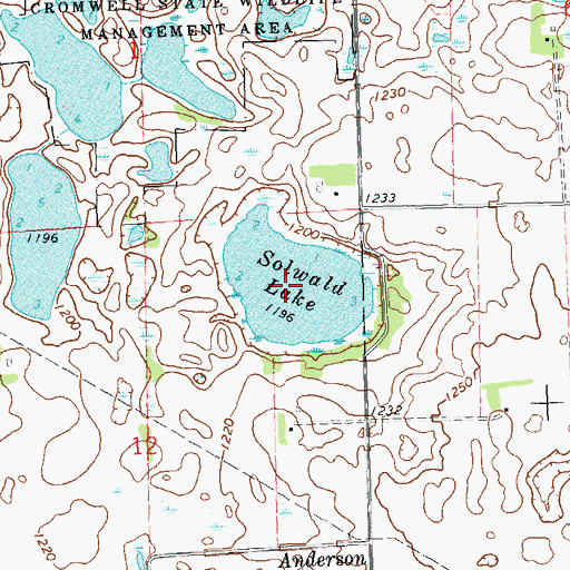 Topographic Map of Solwald Lake, MN