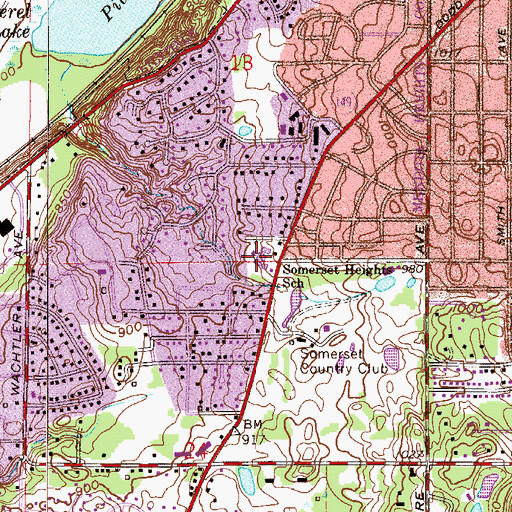 Topographic Map of Somerset Heights School, MN