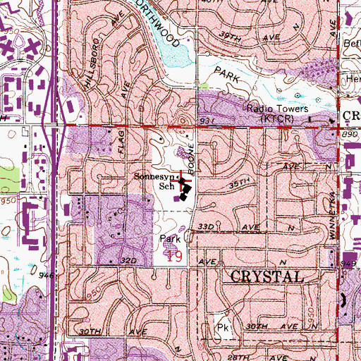 Topographic Map of Sonnesyn School, MN