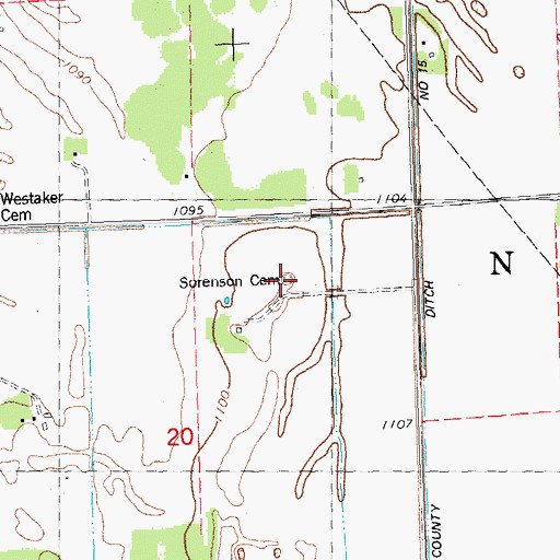 Topographic Map of Sorenson Cemetery, MN