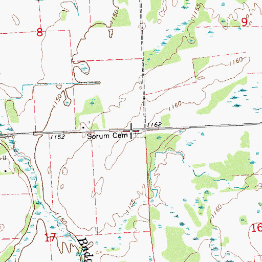 Topographic Map of Sorum Cemetery, MN