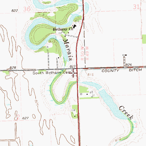Topographic Map of South Bethany Cemetery, MN