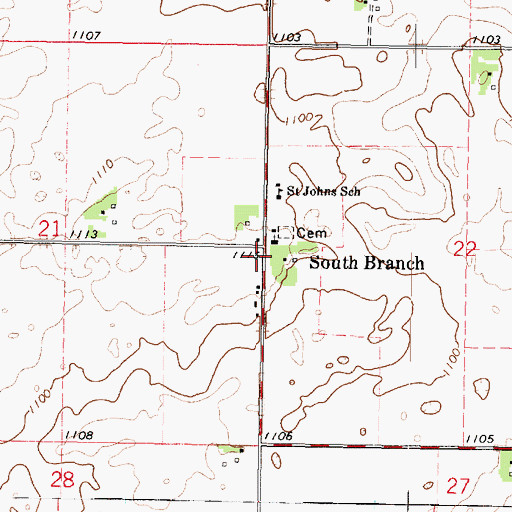 Topographic Map of South Branch, MN
