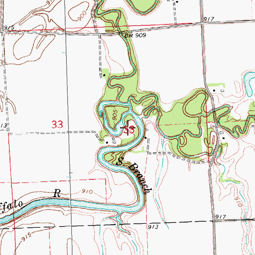 Topographic Map of South Branch Buffalo River, MN