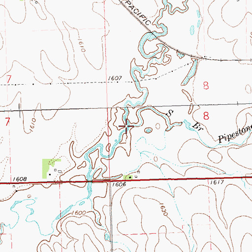 Topographic Map of South Branch Pipestone Creek, MN