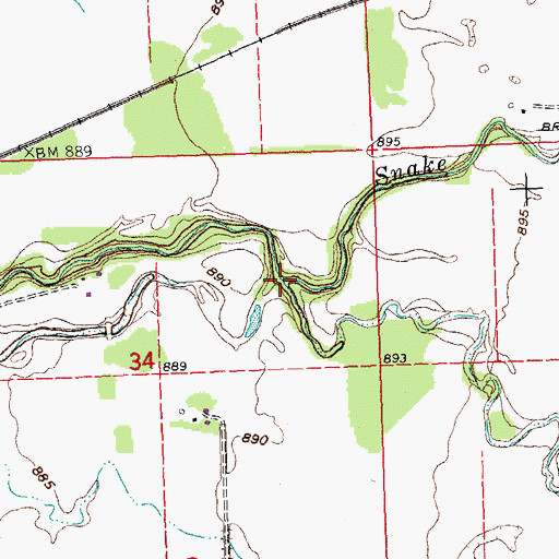 Topographic Map of South Branch Snake River, MN