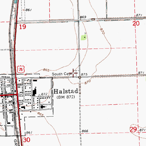 Topographic Map of South Cemetery, MN