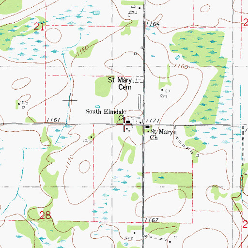 Topographic Map of South Elmdale Church, MN