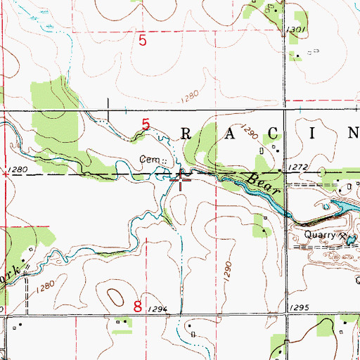 Topographic Map of South Fork Bear Creek, MN