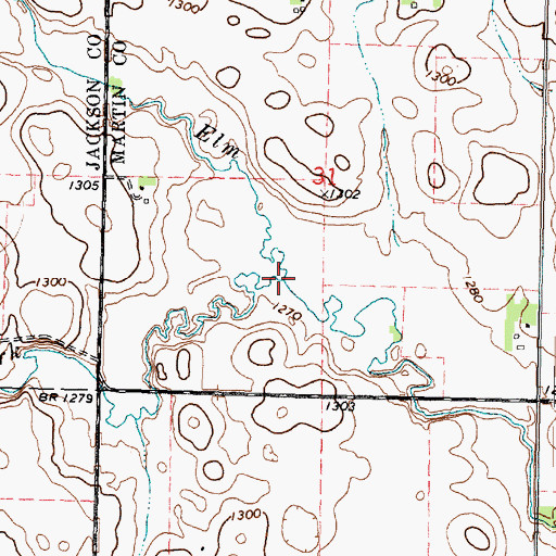 Topographic Map of South Fork Elm Creek, MN