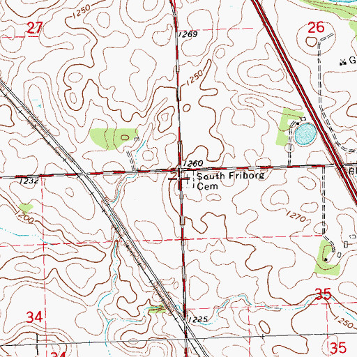 Topographic Map of South Friborg Cemetery, MN