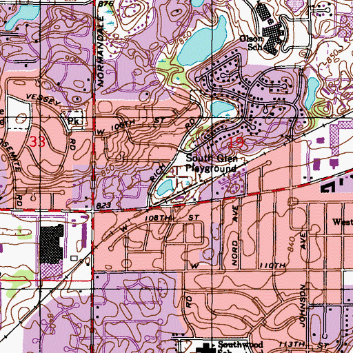 Topographic Map of South Glen Playground, MN