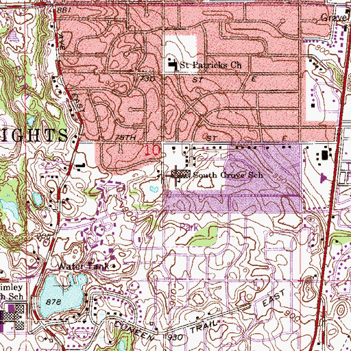 Topographic Map of South Grove Elementary School, MN