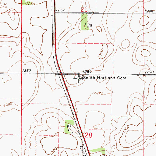 Topographic Map of South Hartland Cemetery, MN
