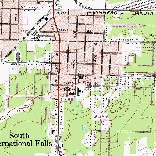 Topographic Map of South International Falls, MN
