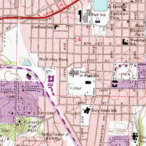 Topographic Map of South Junior High School, MN