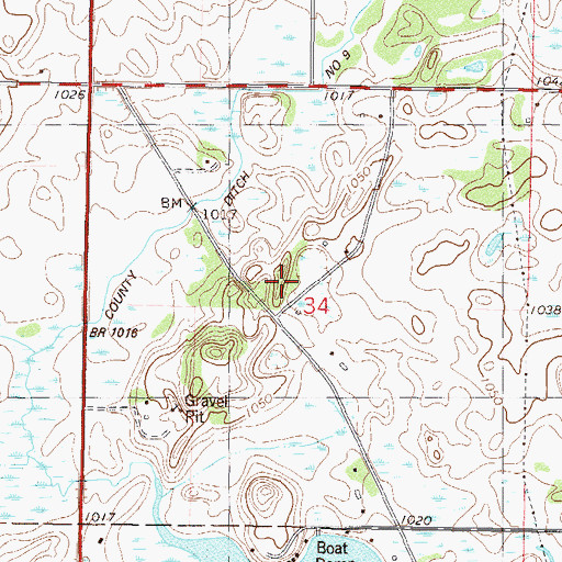 Topographic Map of South Kingston Church, MN