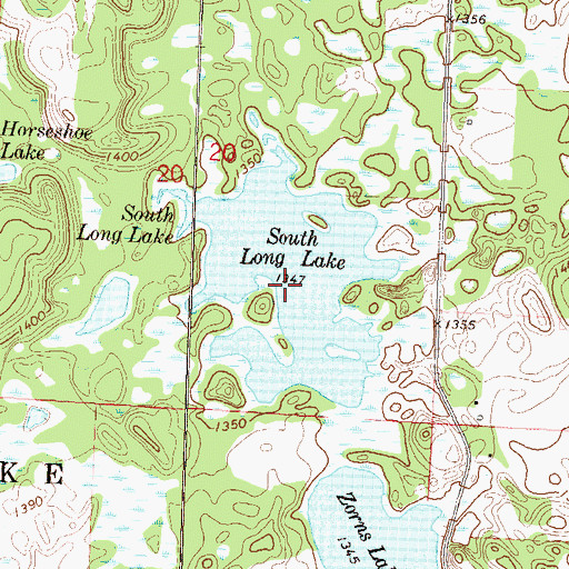 Topographic Map of South Long Lake, MN