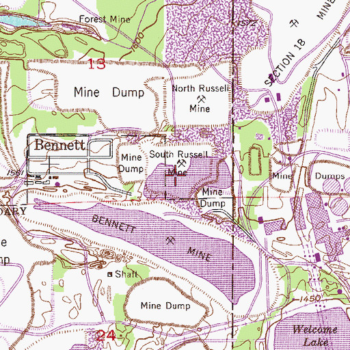 Topographic Map of South Russell Mine, MN