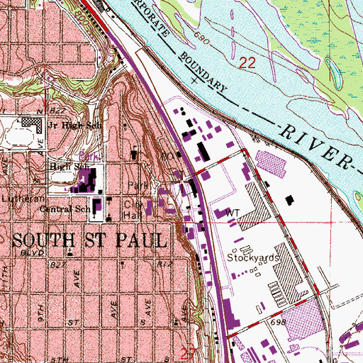 Topographic Map of South Saint Paul, MN