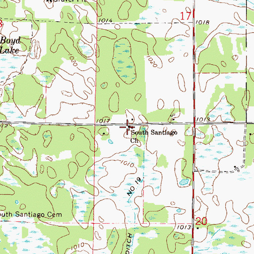 Topographic Map of South Santiago Church, MN