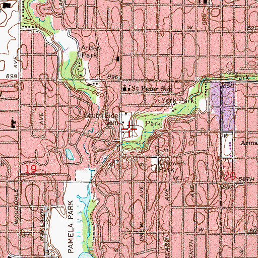 Topographic Map of Adath Yeshurun - South Side Hebrew Cemetery, MN