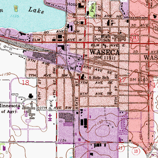 Topographic Map of South Side School, MN
