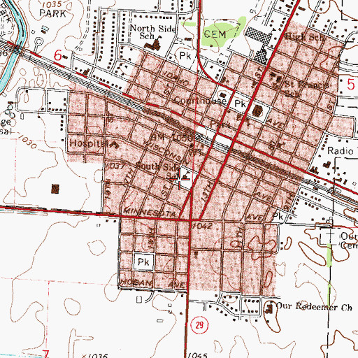 Topographic Map of South Side School, MN