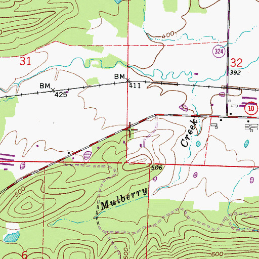 Topographic Map of Mulberry Church (historical), AR
