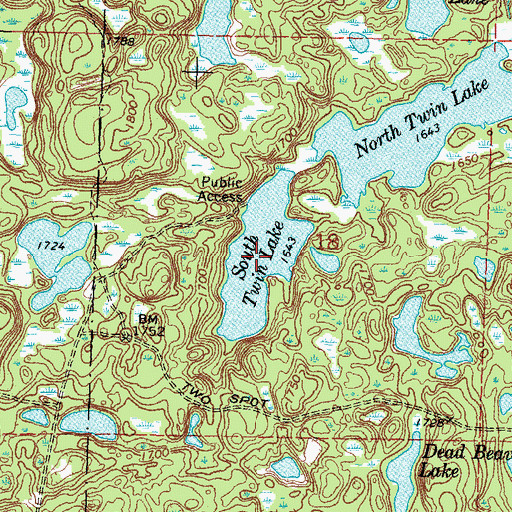 Topographic Map of South Twin Lake, MN