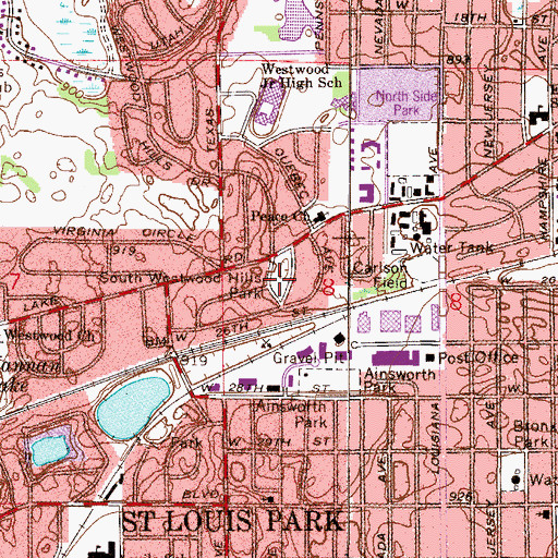 Topographic Map of South Westwood Hills Park, MN