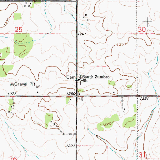 Topographic Map of South Zumbro Church, MN
