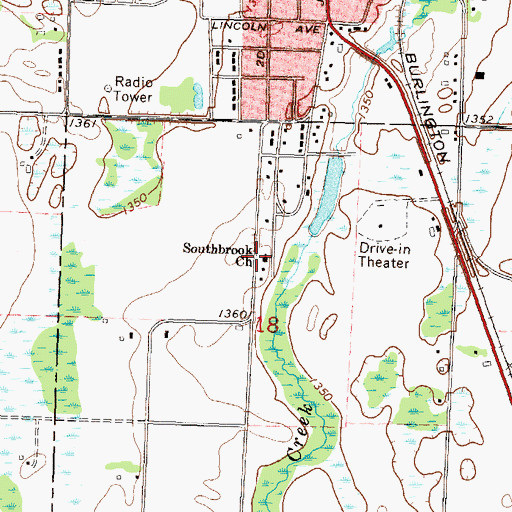 Topographic Map of Southbrook Church, MN