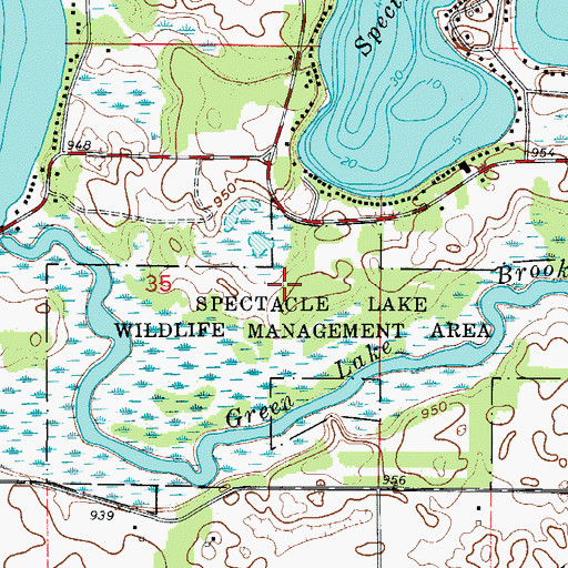 Topographic Map of Spectacle Lake Wildlife Management Area, MN