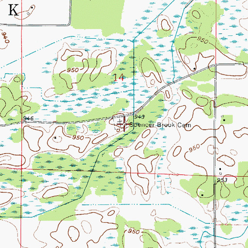 Topographic Map of Spencer Brook Cemetery, MN