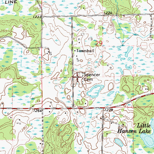 Topographic Map of Spencer Cemetery, MN
