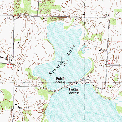 Topographic Map of Spencer Lake, MN