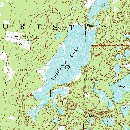 Topographic Map of Spider Lake, MN