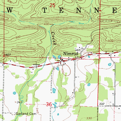 Topographic Map of Nimrod Baptist Church, AR