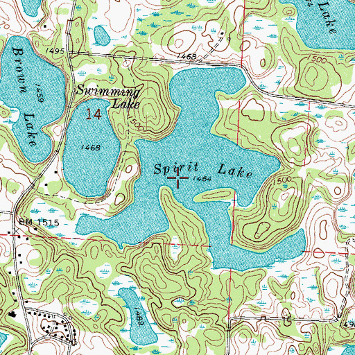 Topographic Map of Spirit Lake, MN