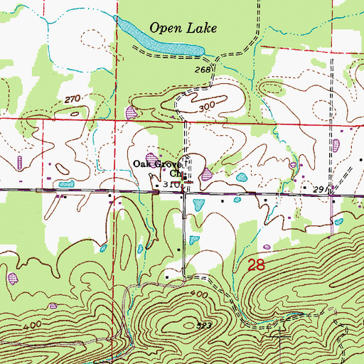 Topographic Map of Oak Grove School (historical), AR