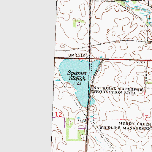 Topographic Map of Spooner Slough, MN