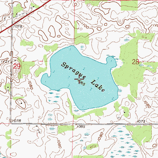 Topographic Map of Sprague Lake, MN