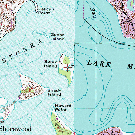 Topographic Map of Spray Island, MN