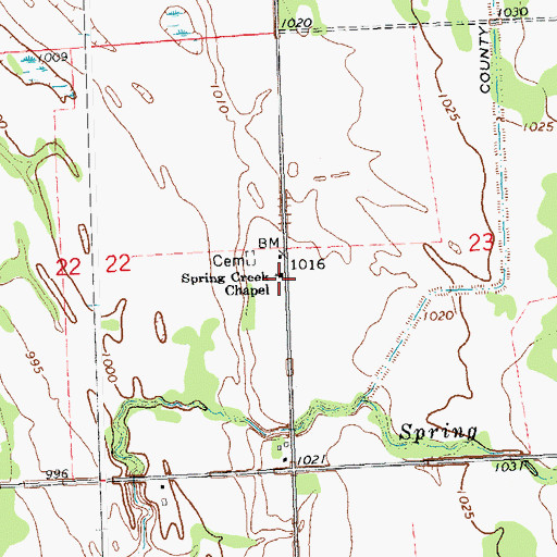 Topographic Map of Spring Creek Chapel, MN
