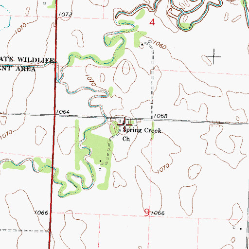 Topographic Map of Spring Creek Church, MN