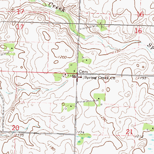 Topographic Map of Spring Creek Church, MN