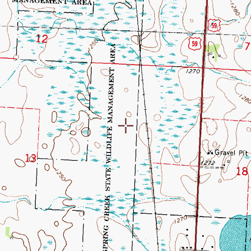 Topographic Map of Spring Creek State Wildlife Management Area, MN