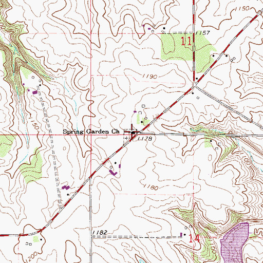 Topographic Map of Spring Garden Church, MN
